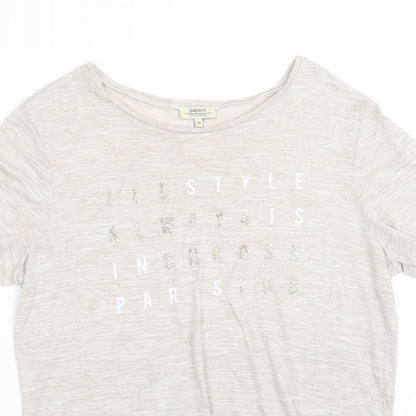 Womens UK Size 14 Papaya Beige Basic T-Shirt
