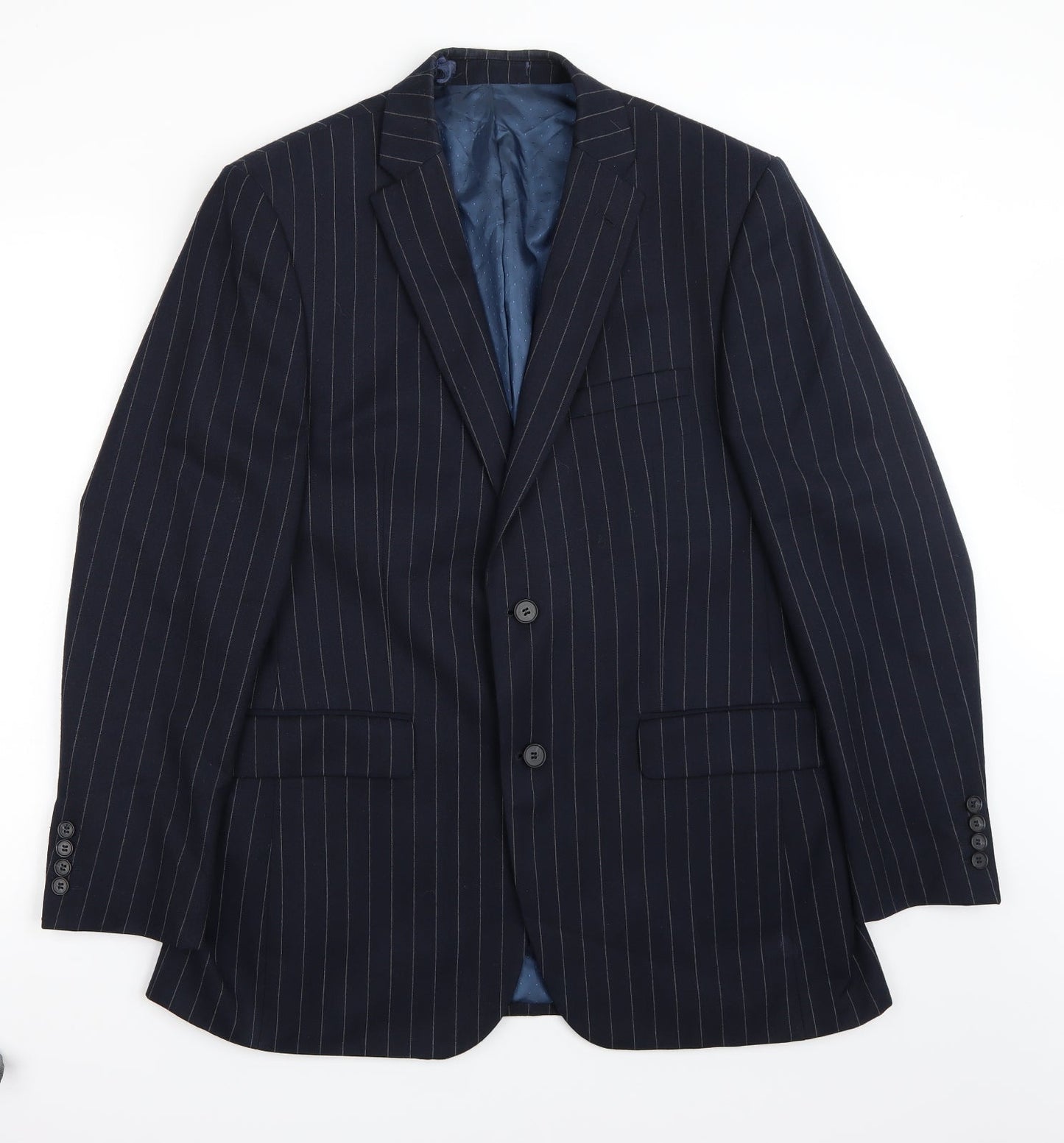 Ashton & gunn Mens Blue Striped  Jacket Suit Jacket Size 40