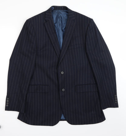 Ashton & gunn Mens Blue Striped  Jacket Suit Jacket Size 40