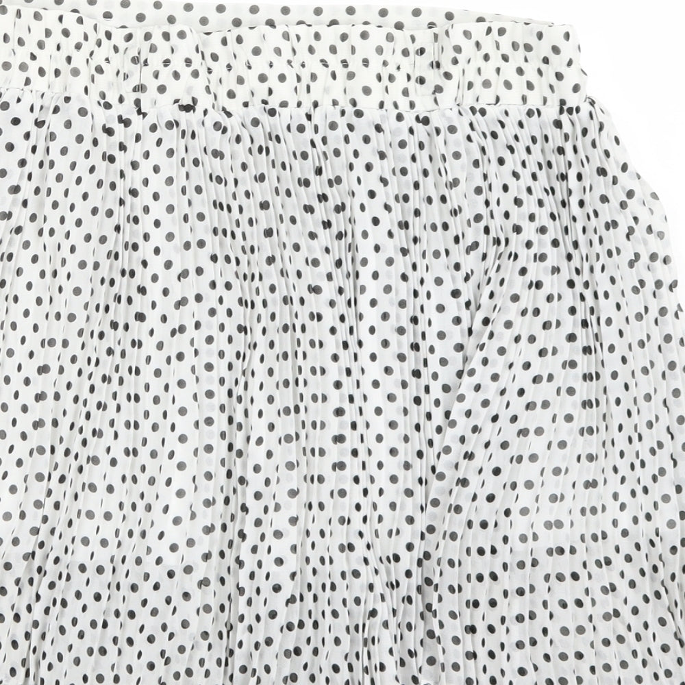 Clillin Womens White Polka Dot  A-Line Skirt Size S