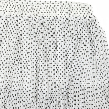 Clillin Womens White Polka Dot  A-Line Skirt Size S