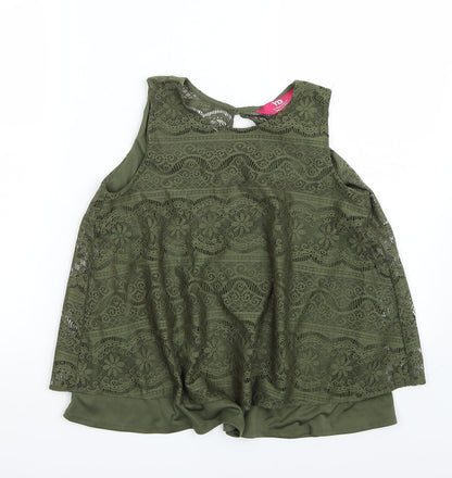Young Dimension Girls Green  Rayon Basic T-Shirt Size 13 Years