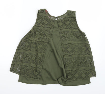 Young Dimension Girls Green  Rayon Basic T-Shirt Size 13 Years