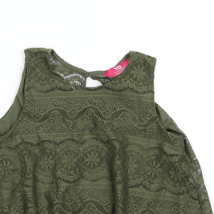 Young Dimension Girls Green  Rayon Basic T-Shirt Size 13 Years