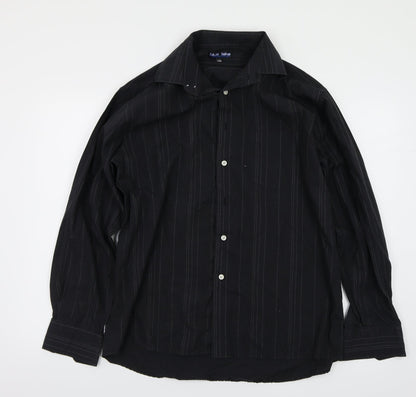 Mens UK Size L blue lake Black  Button-Up Long Sleeve Casual Shirt