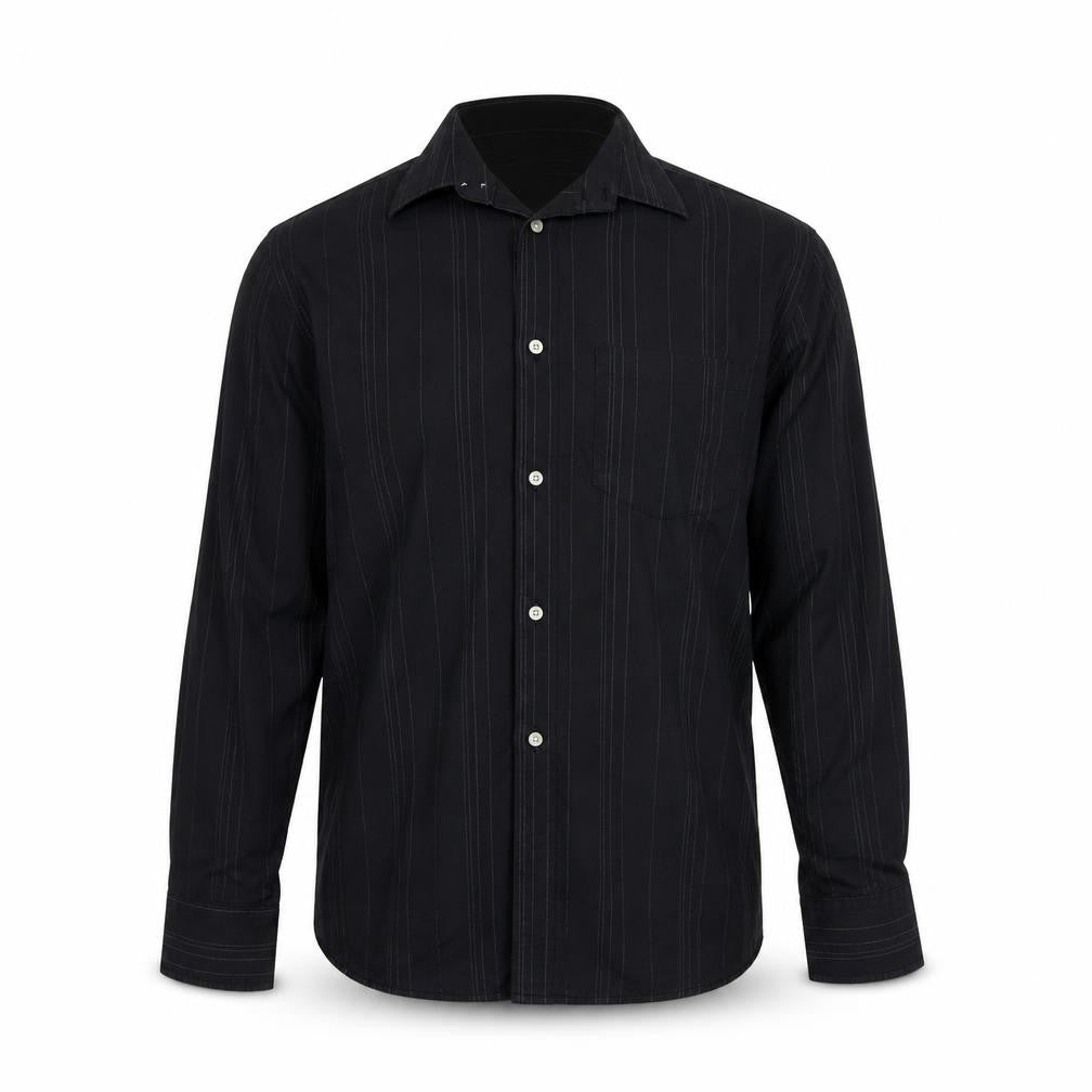 Mens UK Size L blue lake Black  Button-Up Long Sleeve Casual Shirt