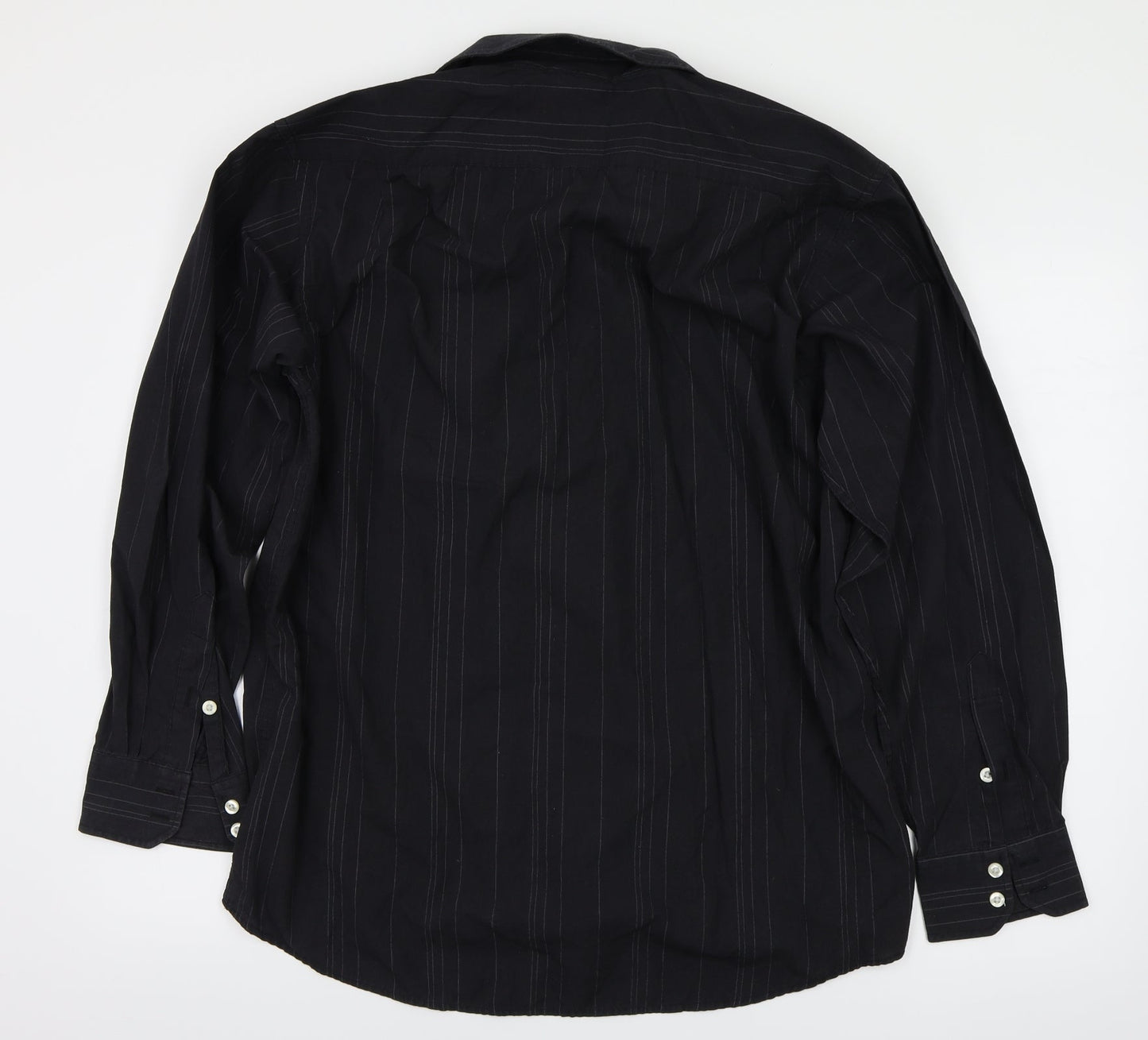 Mens UK Size L blue lake Black  Button-Up Long Sleeve Casual Shirt