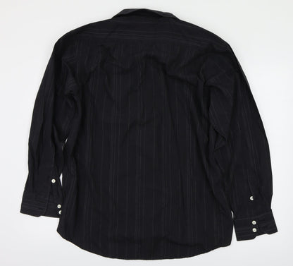 Mens UK Size L blue lake Black  Button-Up Long Sleeve Casual Shirt