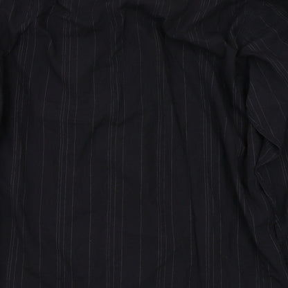 Mens UK Size L blue lake Black  Button-Up Long Sleeve Casual Shirt