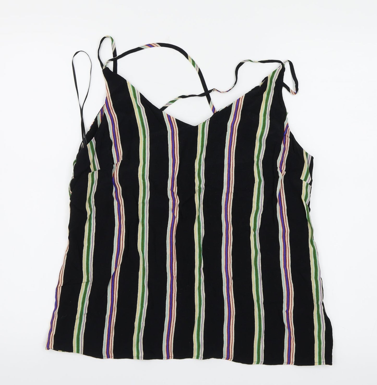 F&F Womens Black Striped  Basic Blouse Size 14