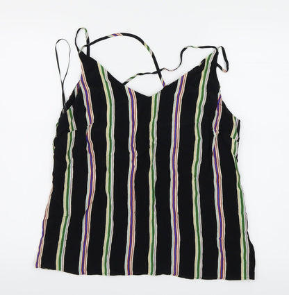 F&F Womens Black Striped  Basic Blouse Size 14