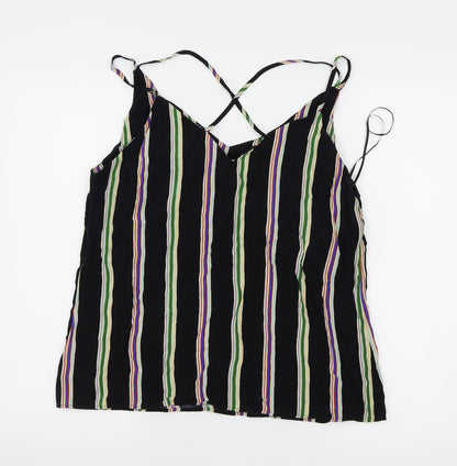 F&F Womens Black Striped  Basic Blouse Size 14