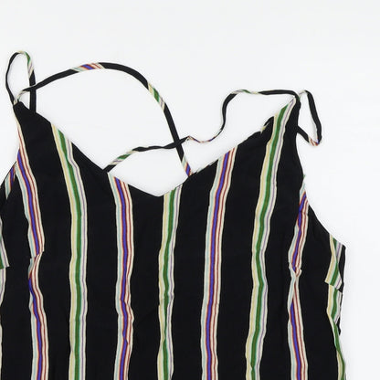 F&F Womens Black Striped  Basic Blouse Size 14