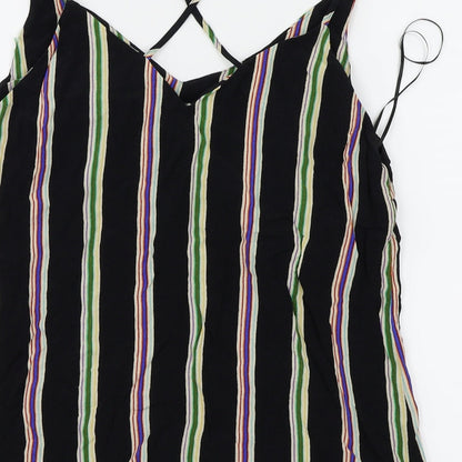 F&F Womens Black Striped  Basic Blouse Size 14