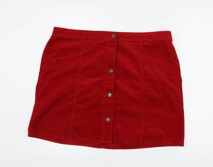 Marks and Spencer Womens Red  Corduroy A-Line Skirt Size 38 in
