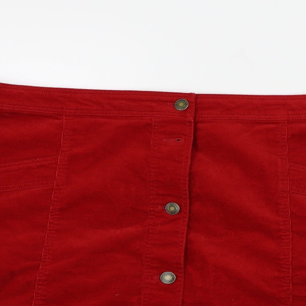 Marks and Spencer Womens Red  Corduroy A-Line Skirt Size 38 in