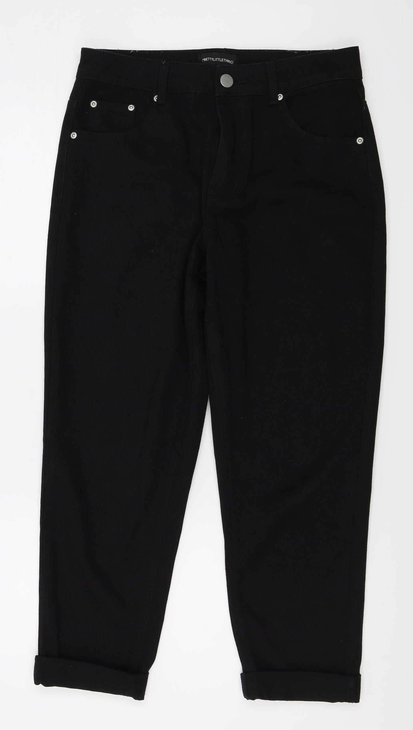 PRETTYLITTLETHING Womens Black   Straight Jeans Size 10 L25 in