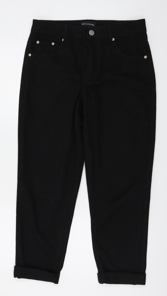 PRETTYLITTLETHING Womens Black   Straight Jeans Size 10 L25 in