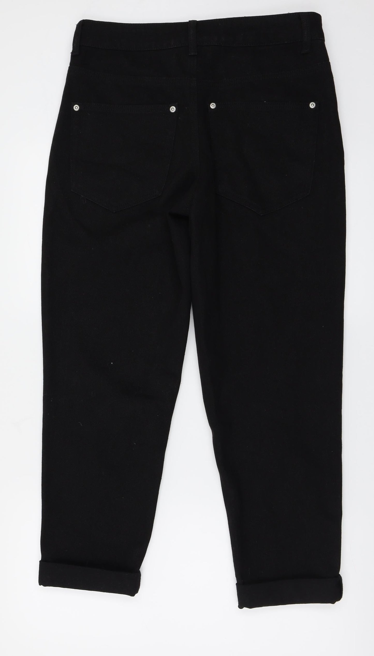 PRETTYLITTLETHING Womens Black   Straight Jeans Size 10 L25 in