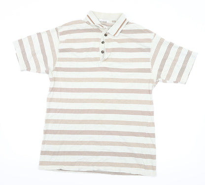 Marks and Spencer Mens Beige Striped   Polo Size M