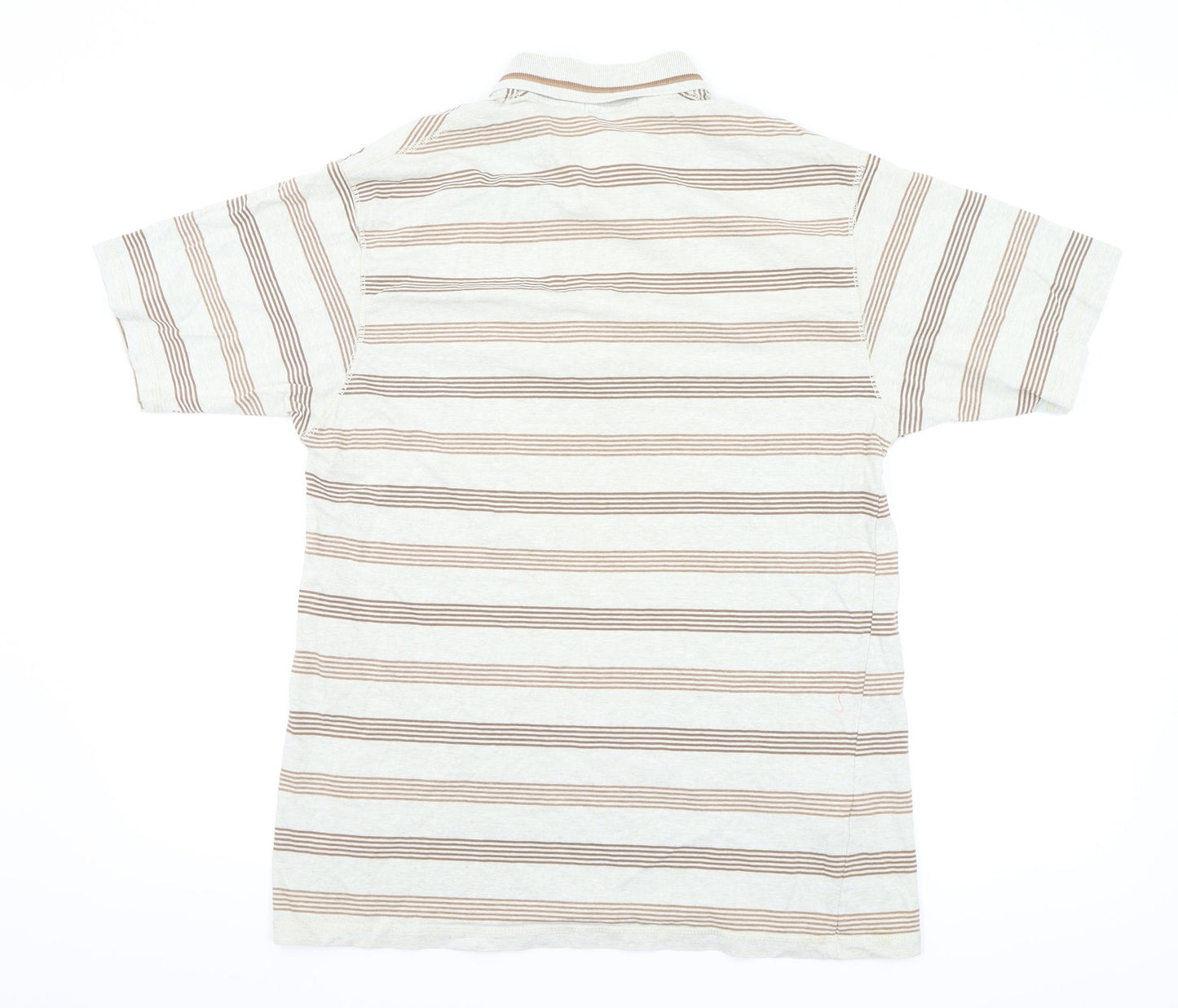Marks and Spencer Mens Beige Striped   Polo Size M