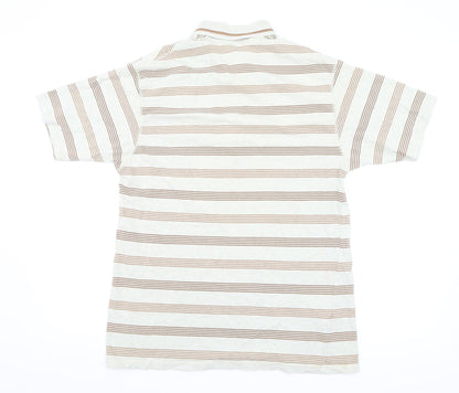 Marks and Spencer Mens Beige Striped   Polo Size M