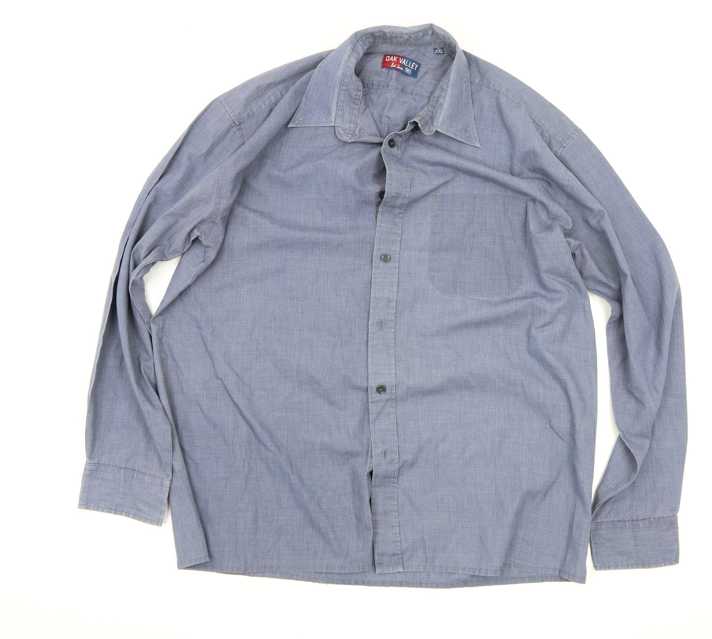 Mens UK Size L Oak Valley Blue  Button-Up Long Sleeve Casual Shirt