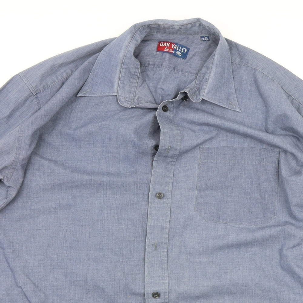 Mens UK Size L Oak Valley Blue  Button-Up Long Sleeve Casual Shirt