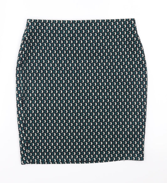 Dorothy Perkins Womens Green Geometric Jersey Straight & Pencil Skirt Size 8