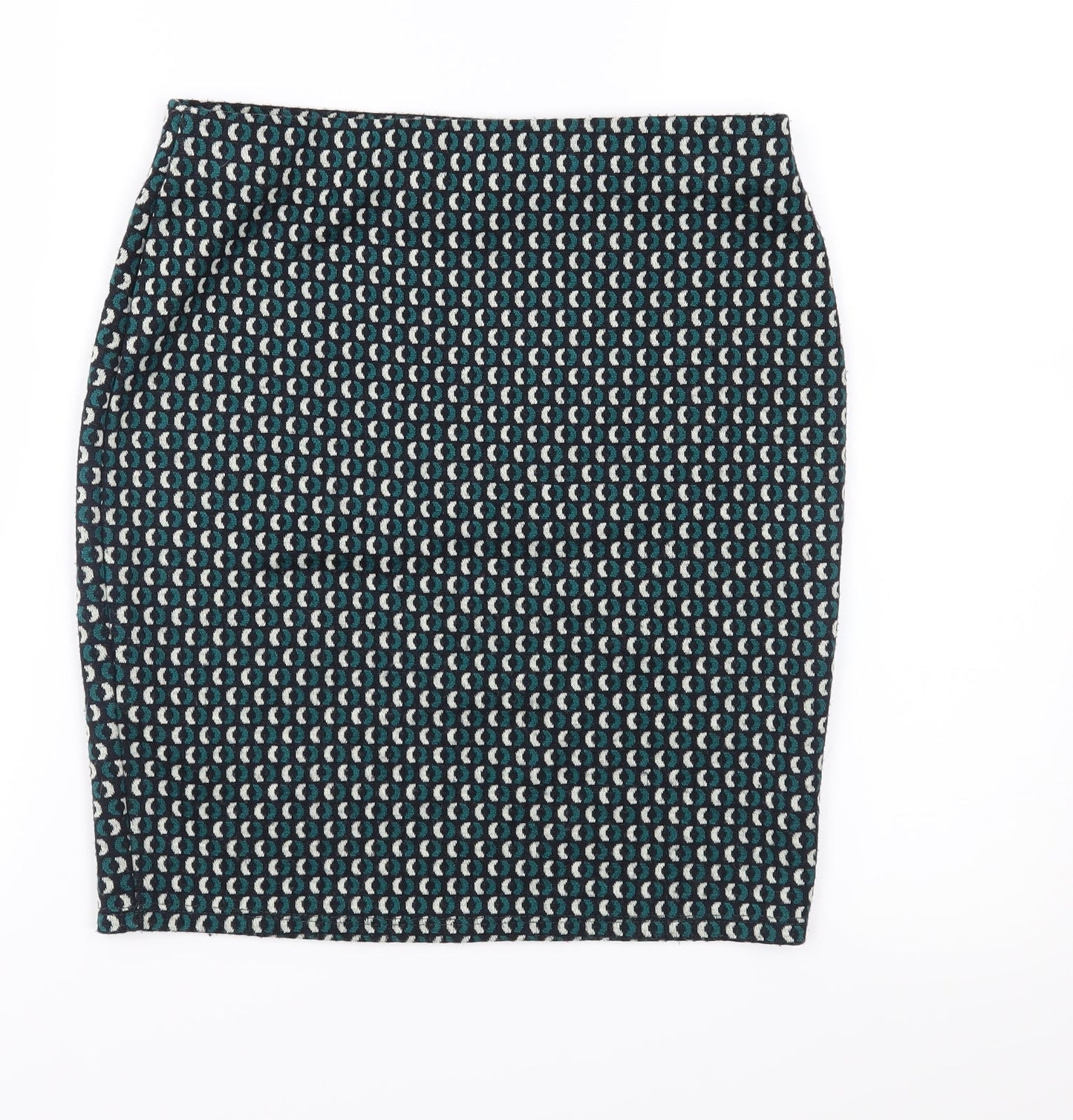 Dorothy Perkins Womens Green Geometric Jersey Straight & Pencil Skirt Size 8