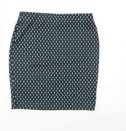 Dorothy Perkins Womens Green Geometric Jersey Straight & Pencil Skirt Size 8