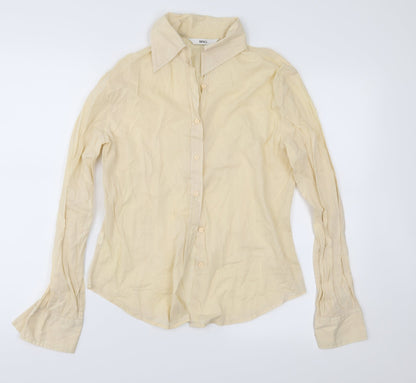 Womens UK Size 10 MNG Yellow Basic Button-Up