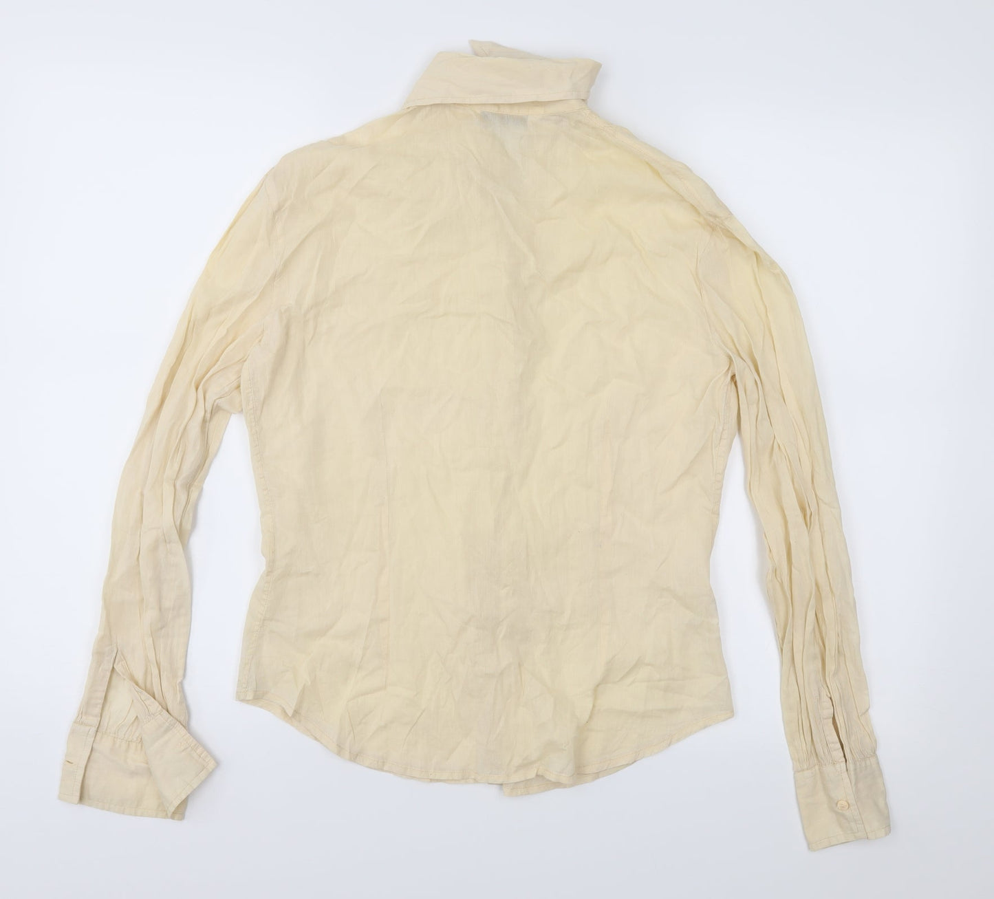 Womens UK Size 10 MNG Yellow Basic Button-Up