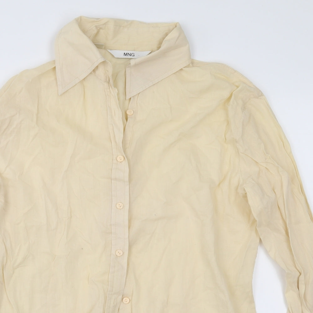 Womens UK Size 10 MNG Yellow Basic Button-Up