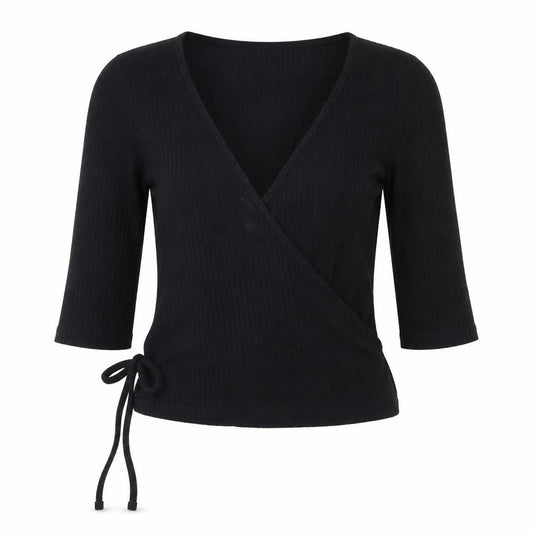 Womens UK Size 8 Topshop Black Wrap Blouse