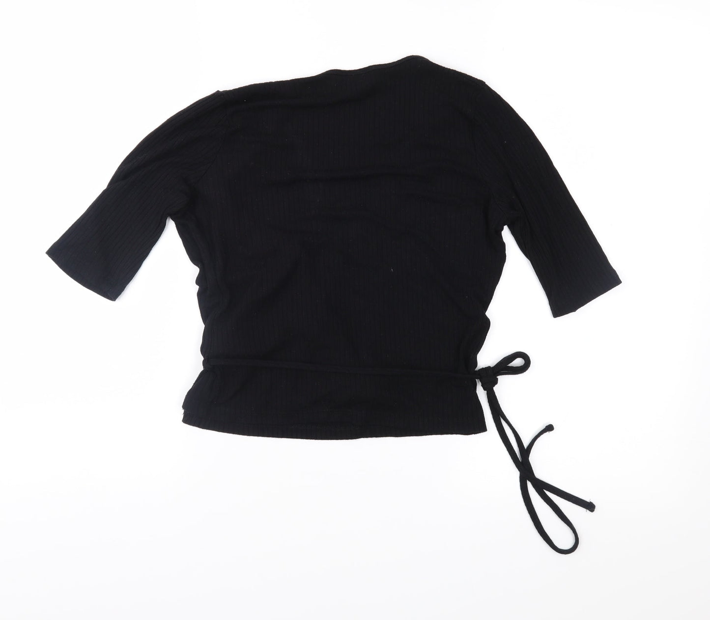 Womens UK Size 8 Topshop Black Wrap Blouse