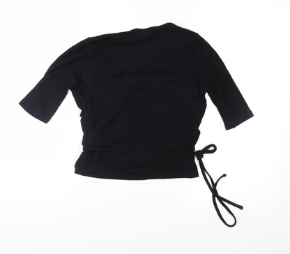 Womens UK Size 8 Topshop Black Wrap Blouse