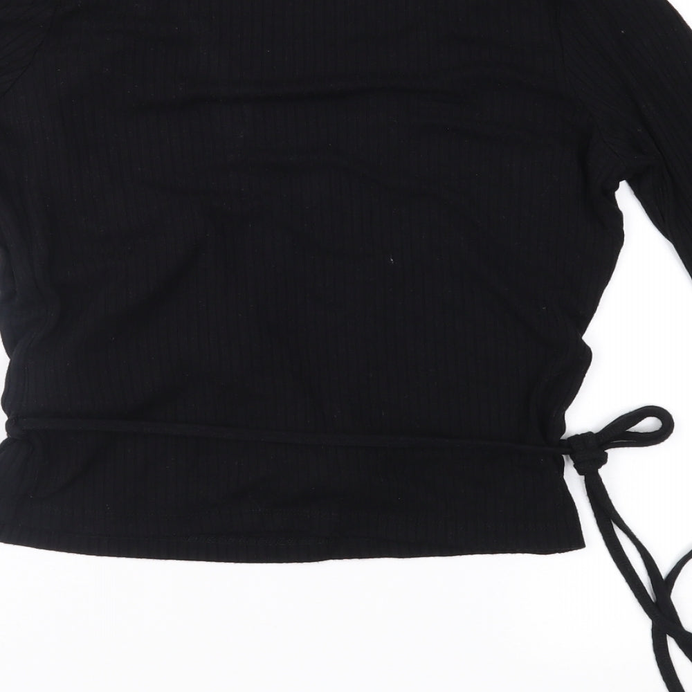 Womens UK Size 8 Topshop Black Wrap Blouse