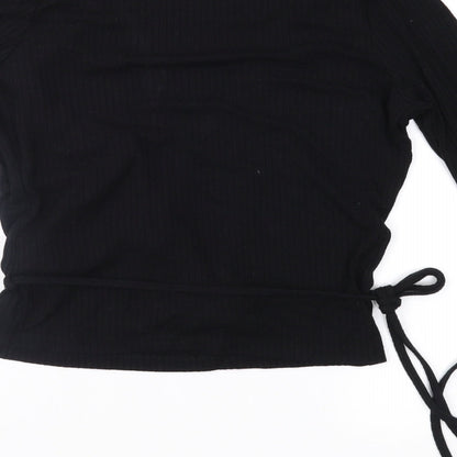 Womens UK Size 8 Topshop Black Wrap Blouse