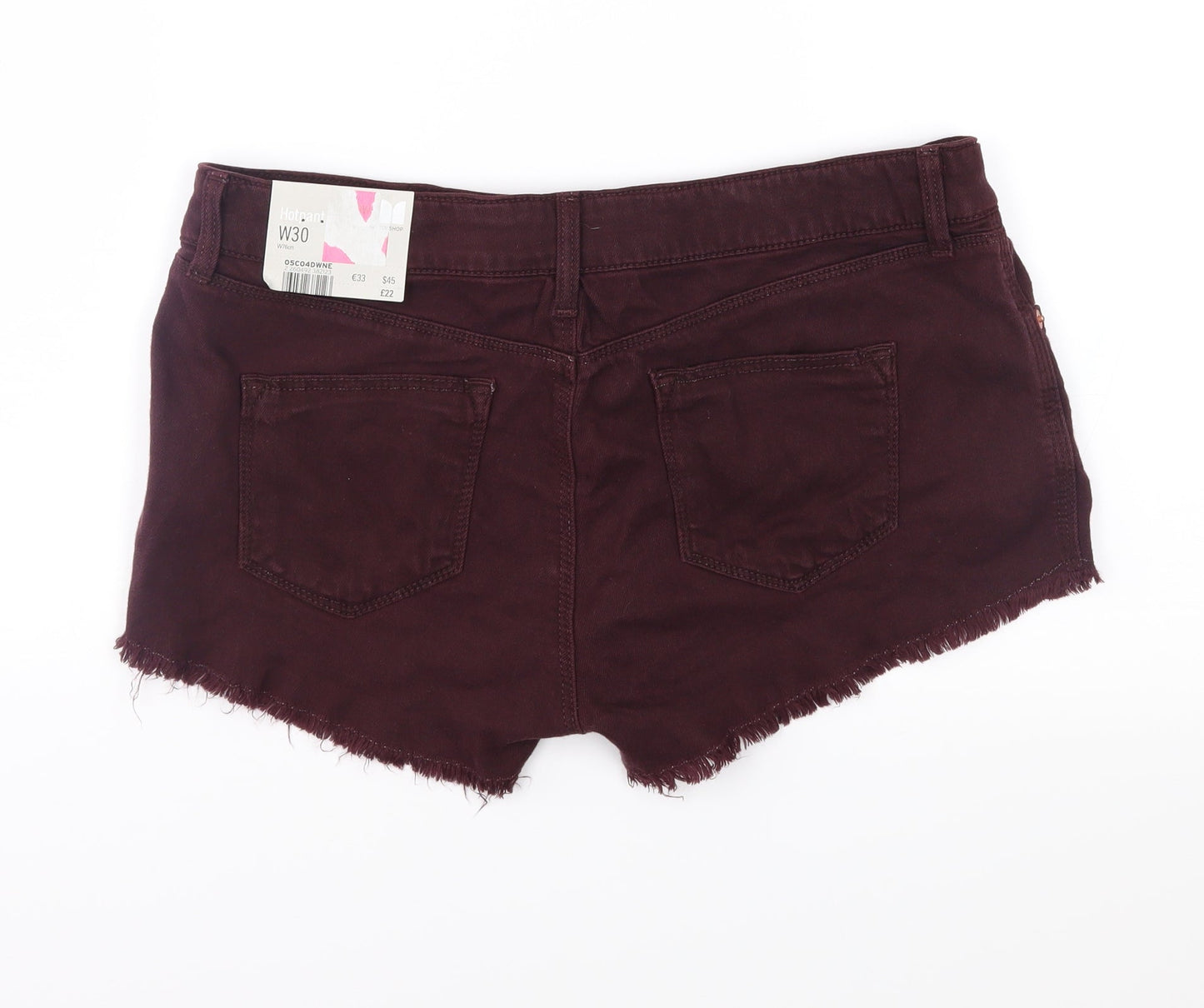Topshop Womens Purple  Denim Cut-Off Shorts Size 12