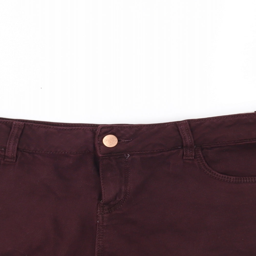 Topshop Womens Purple  Denim Cut-Off Shorts Size 12