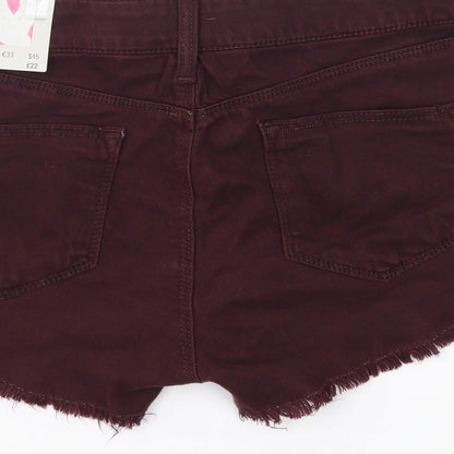 Topshop Womens Purple  Denim Cut-Off Shorts Size 12