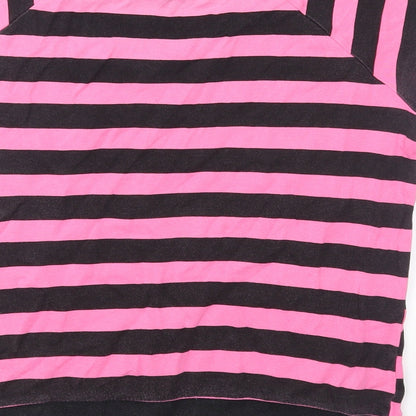 Spoof Girls Pink Striped Jersey Basic T-Shirt Size 14 Years