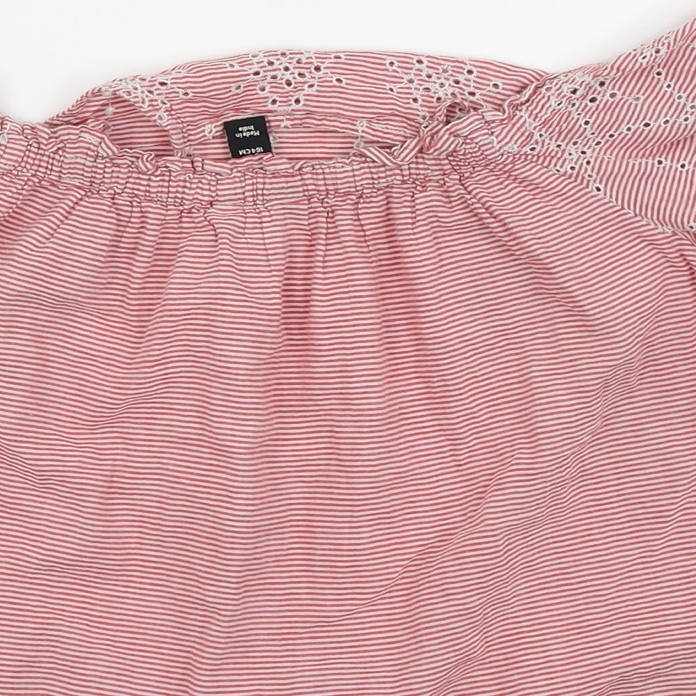 New Look Girls Red Spotted  Basic T-Shirt Size 14 Years
