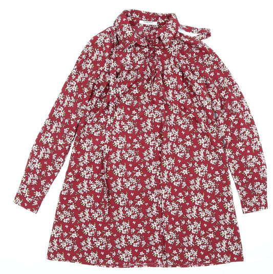 Glamorous Womens Red Floral  T-Shirt Dress  Size 6