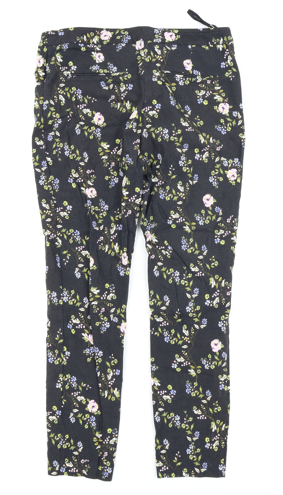 new look  Womens Black Floral  Trousers  Size 12 L24 in
