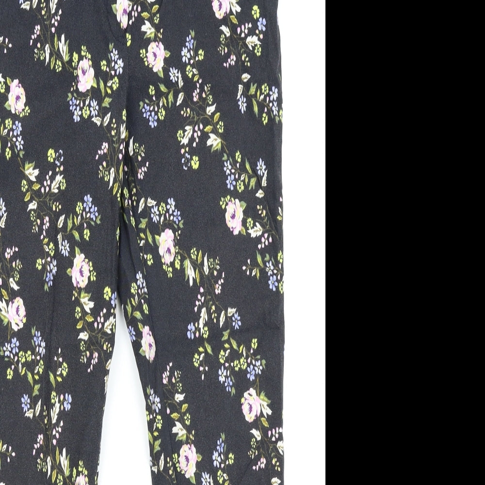 new look  Womens Black Floral  Trousers  Size 12 L24 in
