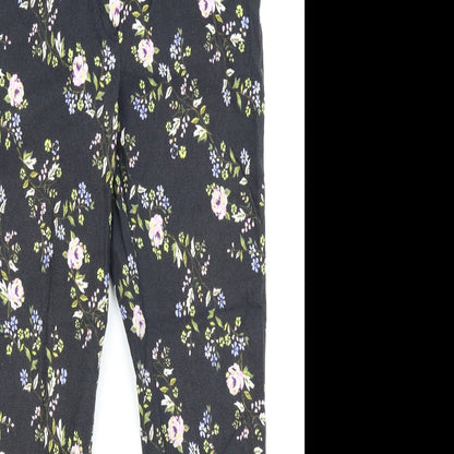 new look  Womens Black Floral  Trousers  Size 12 L24 in