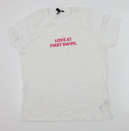 Womens UK Size 14 New Look White Basic Polo