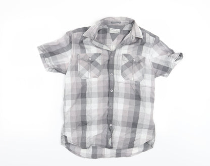 Mens UK Size S Burton Grey  Button-Up Short Sleeve Casual Shirt